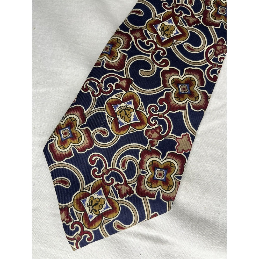 Oak Hall Memphis Repp Tie Multicolor Floral Pattern All Silk